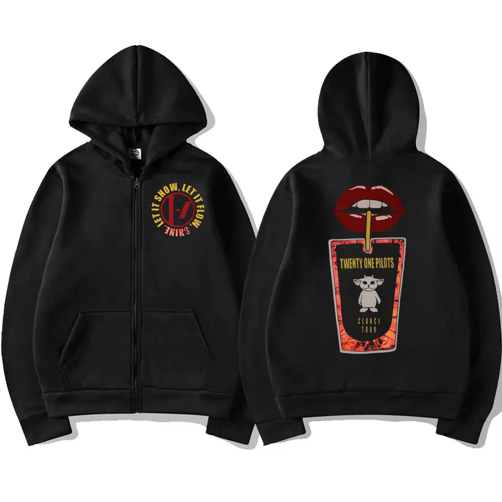 Twenty One Pilots Clancy Tour Graphic Zipper Hoodie Rock Hip Hop Vintage Zip Up Sweatshirts Men Woemn Casual Fashion Pullovers