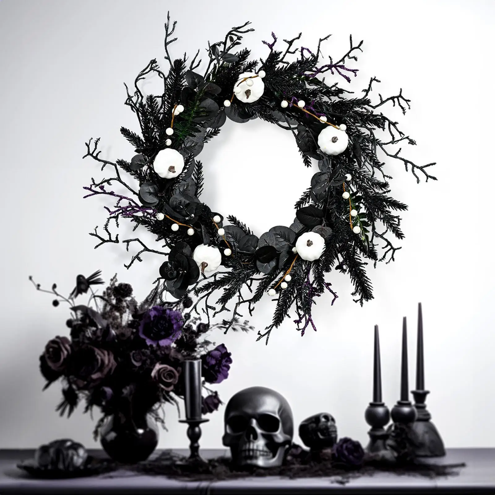 شماعة إكليل الهالوين لتزيين الهالوين وحفلات الهالوين معلقة مع