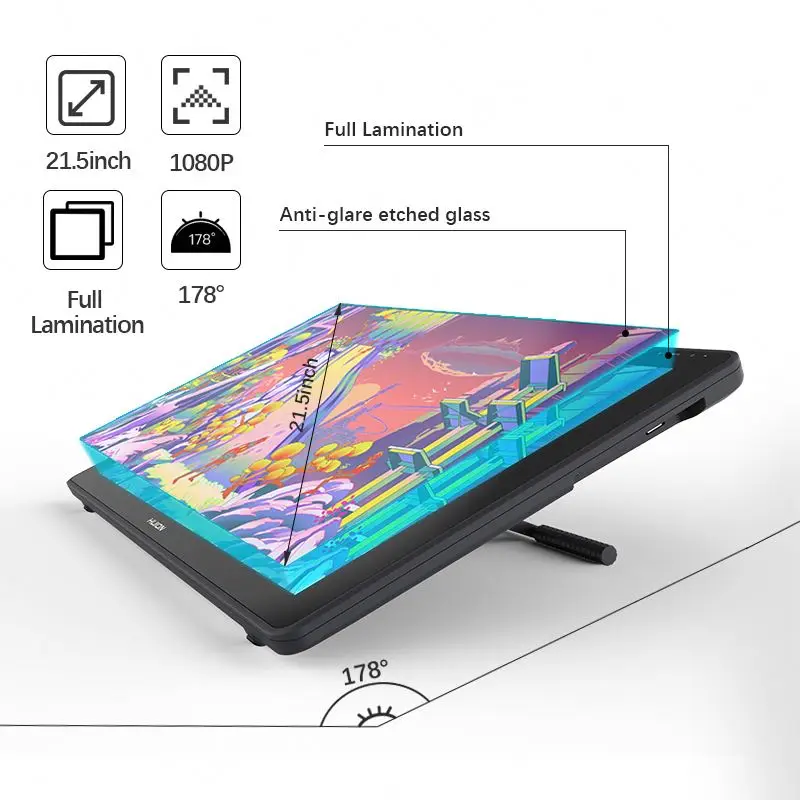 Huion Factory Price Kamvas 22 Plus 21.5Inch Drawing Tablets Monitor