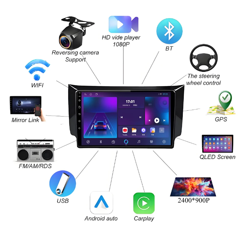 Car Radio For Nissan Sylphy B17 Sentra 12 2012 - 2018 Android 16 Carplay Auto GPS Navigation Wireless head unit Multimedia Video