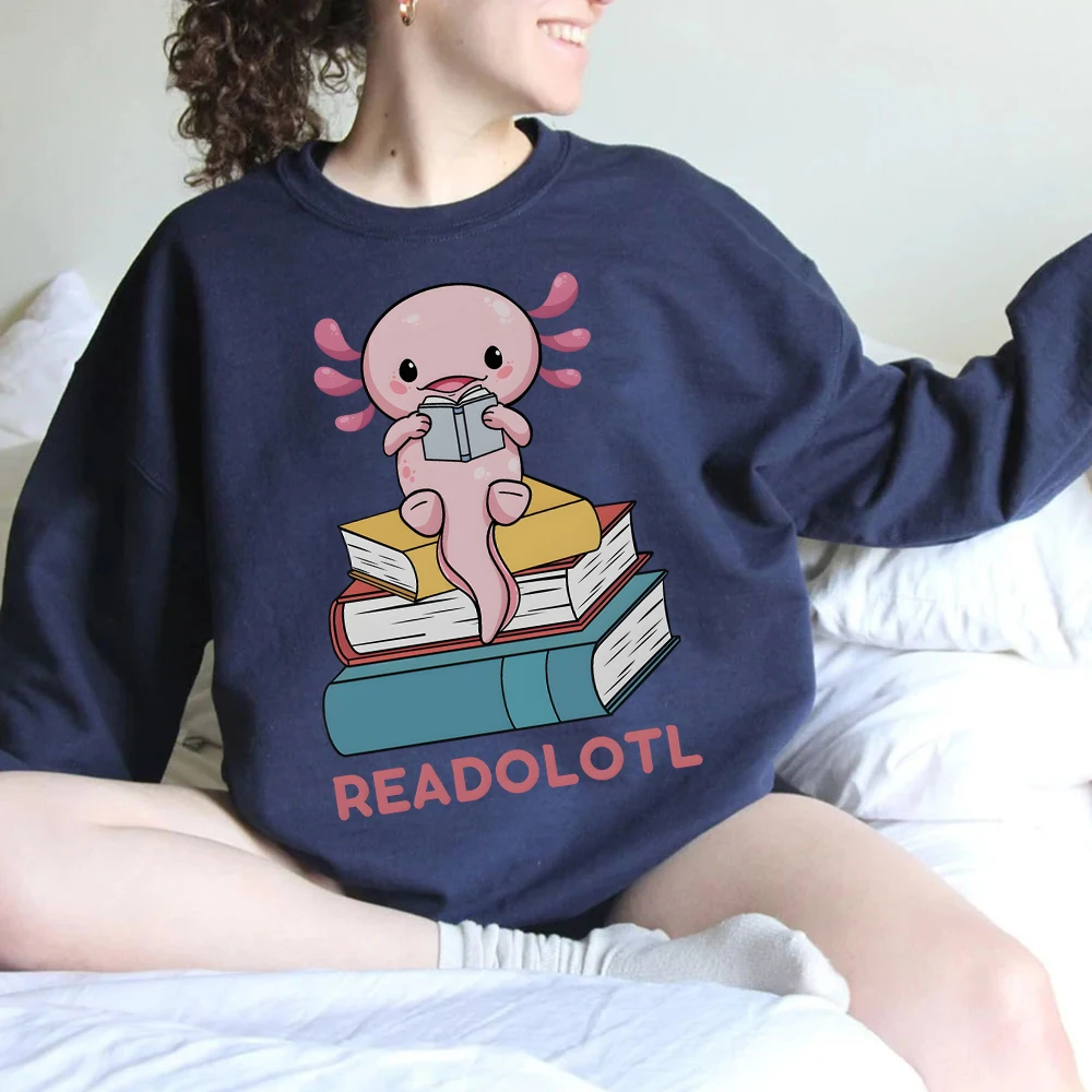 Axolotl Reading Book Lover Hoodies Amphibian Literary Women Clothes Literature Bookish Gift for Women's Literary Womens Clothing