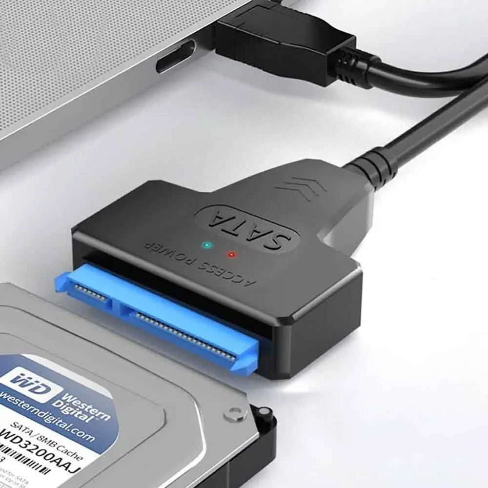 SATA to USB3.0/Type C Cable Up to 6 Gbps for 2.5 Inch External HDD SSD Hard Drive SATA 3 22 Pin Adapter USB 3.0 to Sata III Cord