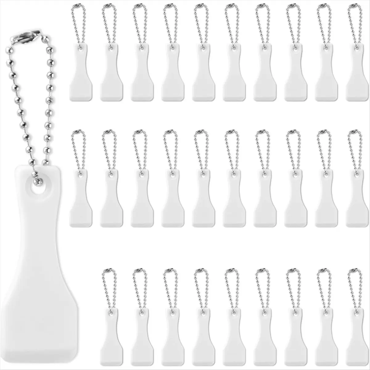 COFA 30Pcs White Plastic Scratch Ticket Scratcher Tool Card Scratch Off Tool Keyring Ticket Scratcher for Label,Film
