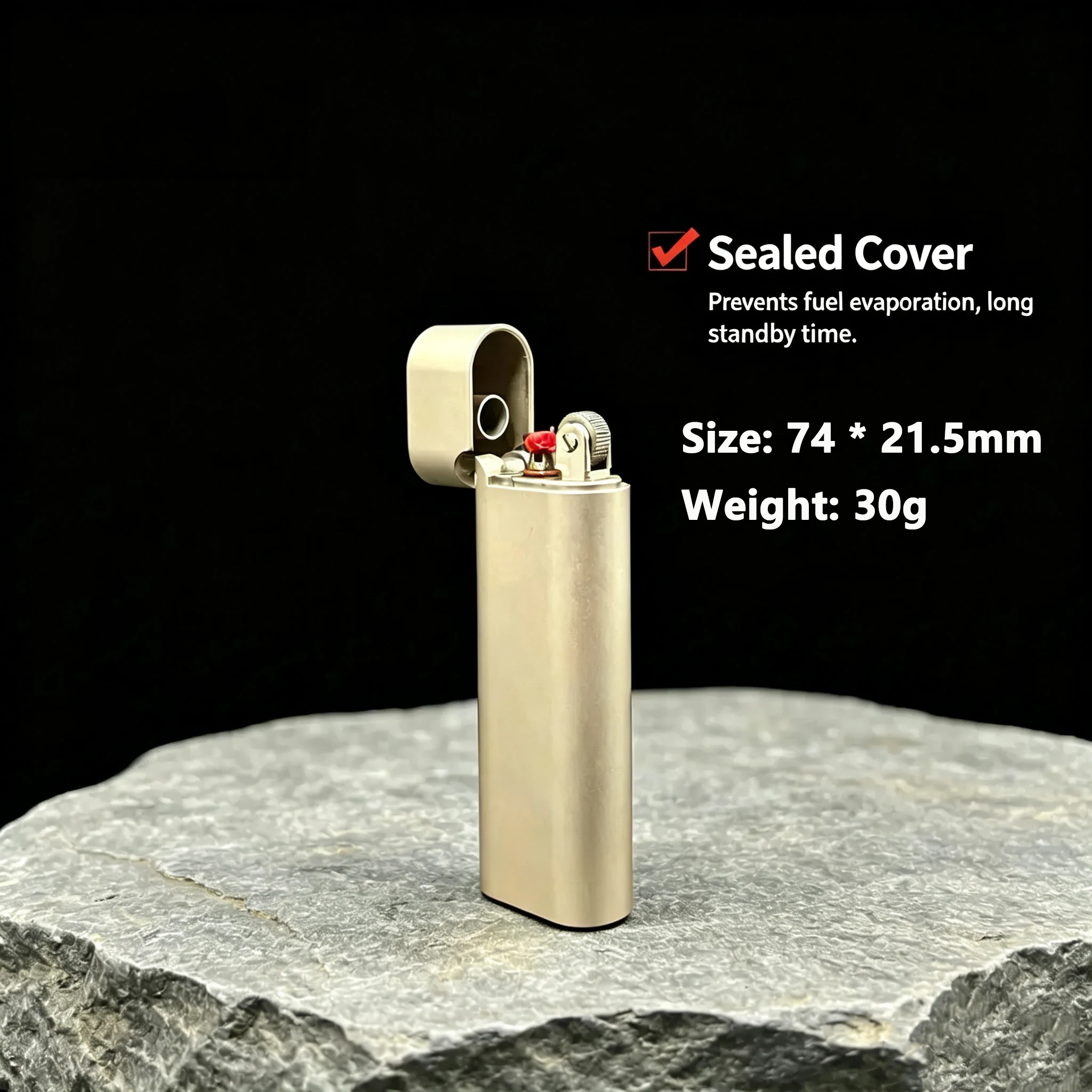 Full Titanium Kerosenes Lighter Slim Portable Flint Wheel Petrol Lighter Leakproof Large Oil Tank Men Smoking Collection Gift