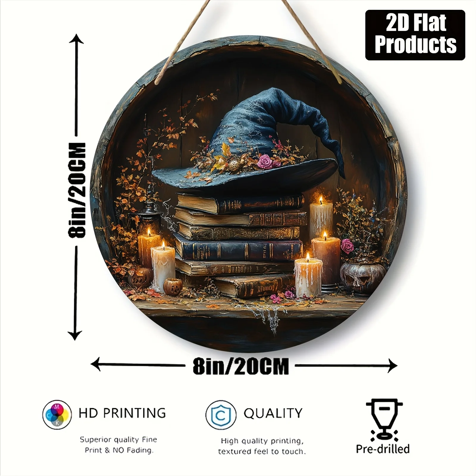 2D Flat, 2D Plane, 1pc, Round Wooden Board Decorative Sign, Magic Decoration Theme, Suitable for Bar Kitchen Coffee Shop Home Ro