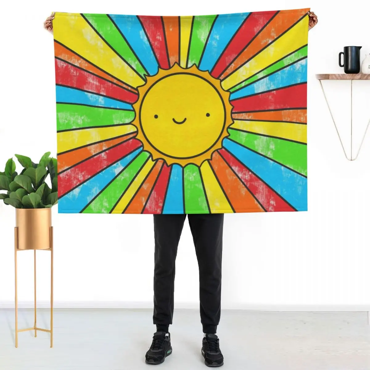 Radiate Positivity Throw Blanket Summer Thermal for sofa Designers Shaggy Thermals For Travel Blankets