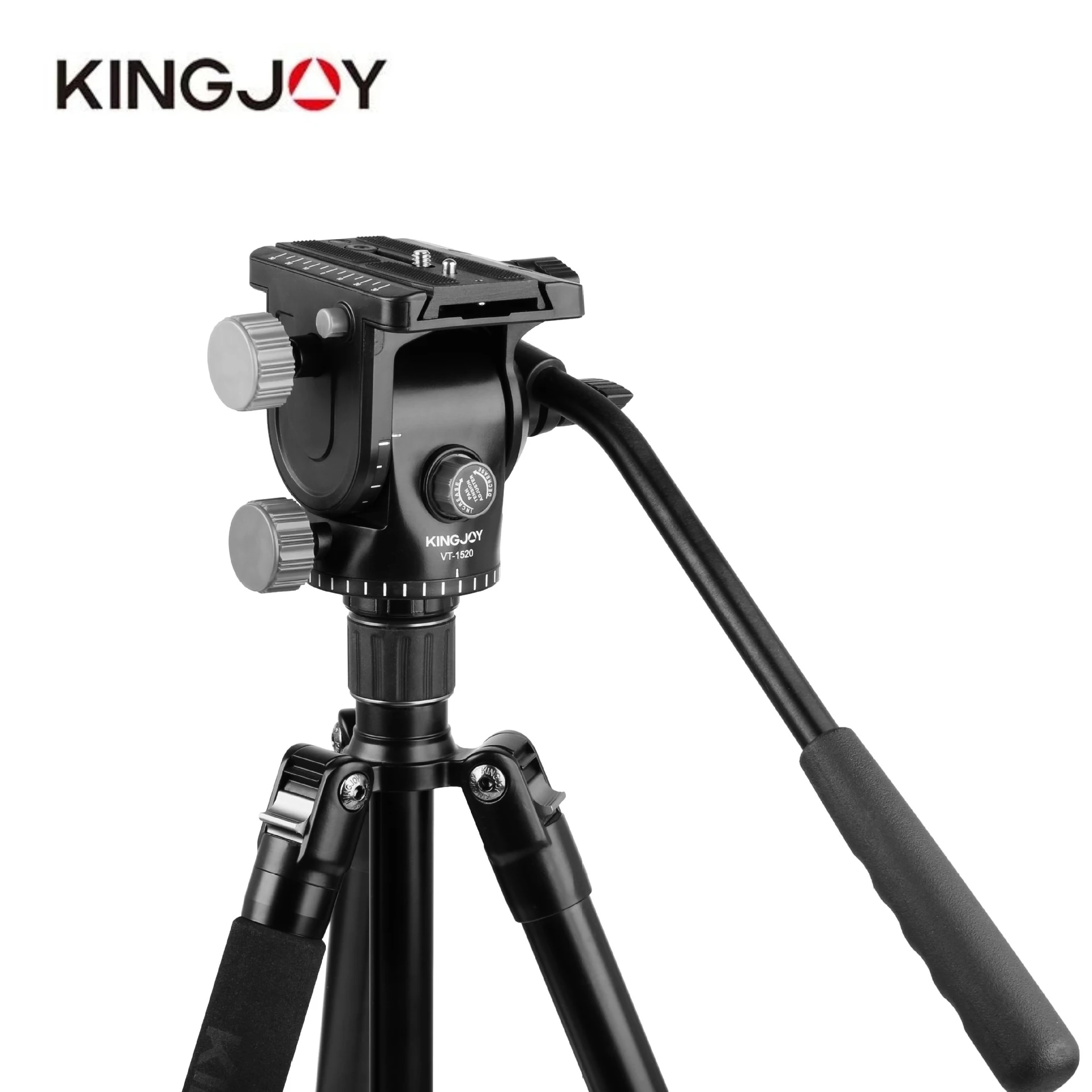 KINGJOY VT-1520 Hydraulic Damping Tripod Head 360 Ball Head with Quick Release Plate for DSLR Photographic Equipment Accessories