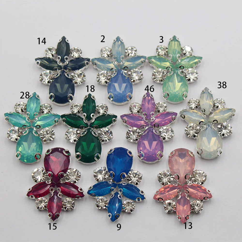 Luxury 5-piece/batch brass material color horse eye protein water drop flower DIY petal water diamond button hair accessory coat