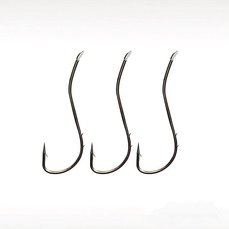 

High Carbon Steel Streamline Fishhooks Double Back Barb Long Handle Shank Hook Powder Barracuda Worm Bait Perch Jig Head Pesca