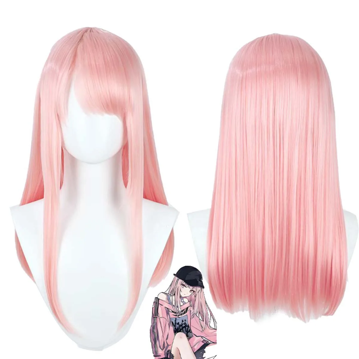 Game Project Sekai Colorful Stage Feat Akiyama Mizuki Long Straight Pink Heat Resistant Wig