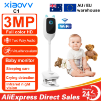 XIAOVV 3MP 2.4GHz WiFi 2k Indoor Home Security Mini IP Camera Smart CCTV Pet Camera Baby Video Monitor 24/7 Surveillance Camera