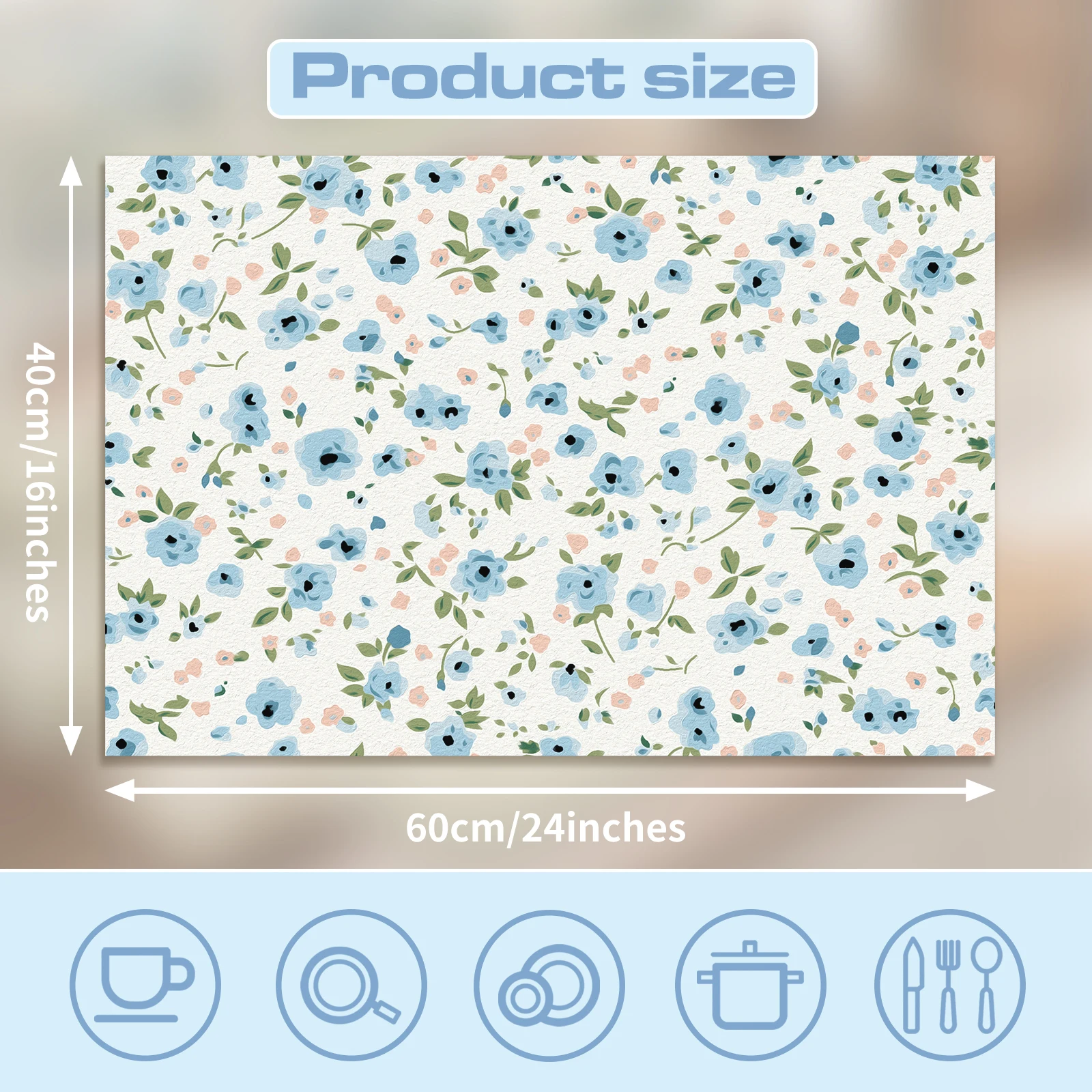 Floral Dish Drying Mat Coffee Dish Drying Super Absorbent Dish Drying Pad Kitchen Coffee Machine Pad
