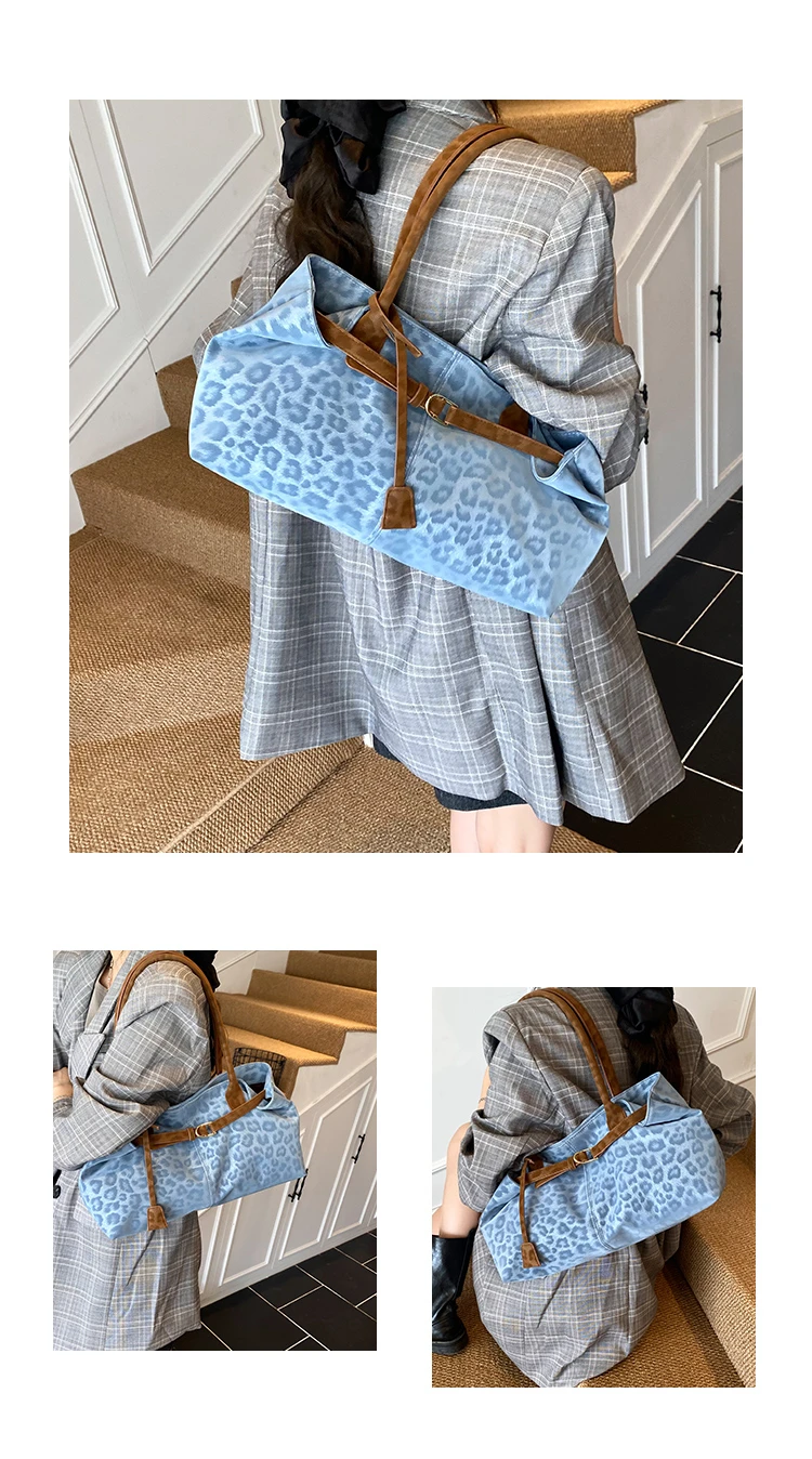 Leopard Print Sewing Thread Hasp Youth Sweet Shoulder Bags for Women 2026 Hot Sale Large Capacity Sense of Luxury Tote Bags