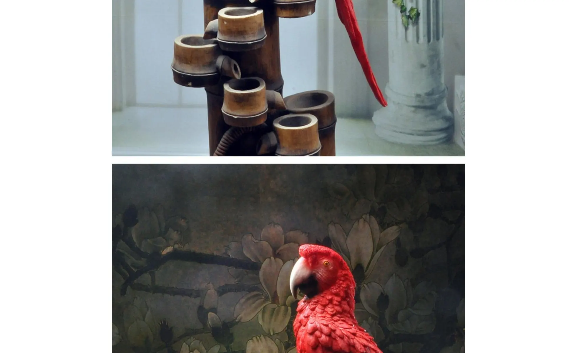 Resin Parrot Decoration Vivid Hues Realistic Parrot Statue Lifelike Avian Figurine Weather Resistant Large Macaw Sculpture