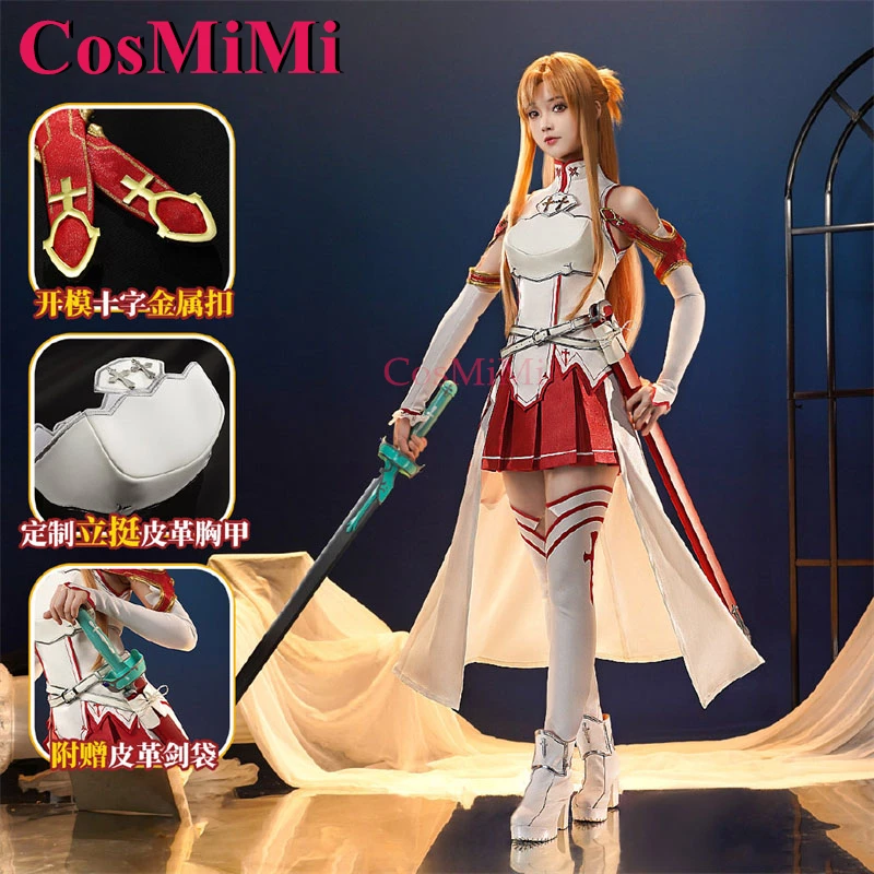 CosMiMi Hot Anime Sword Art Online Yuuki Asuna Cosplay Costume Gorgeous Elegant Combat Uniform Carnival Party Role Play Clothing