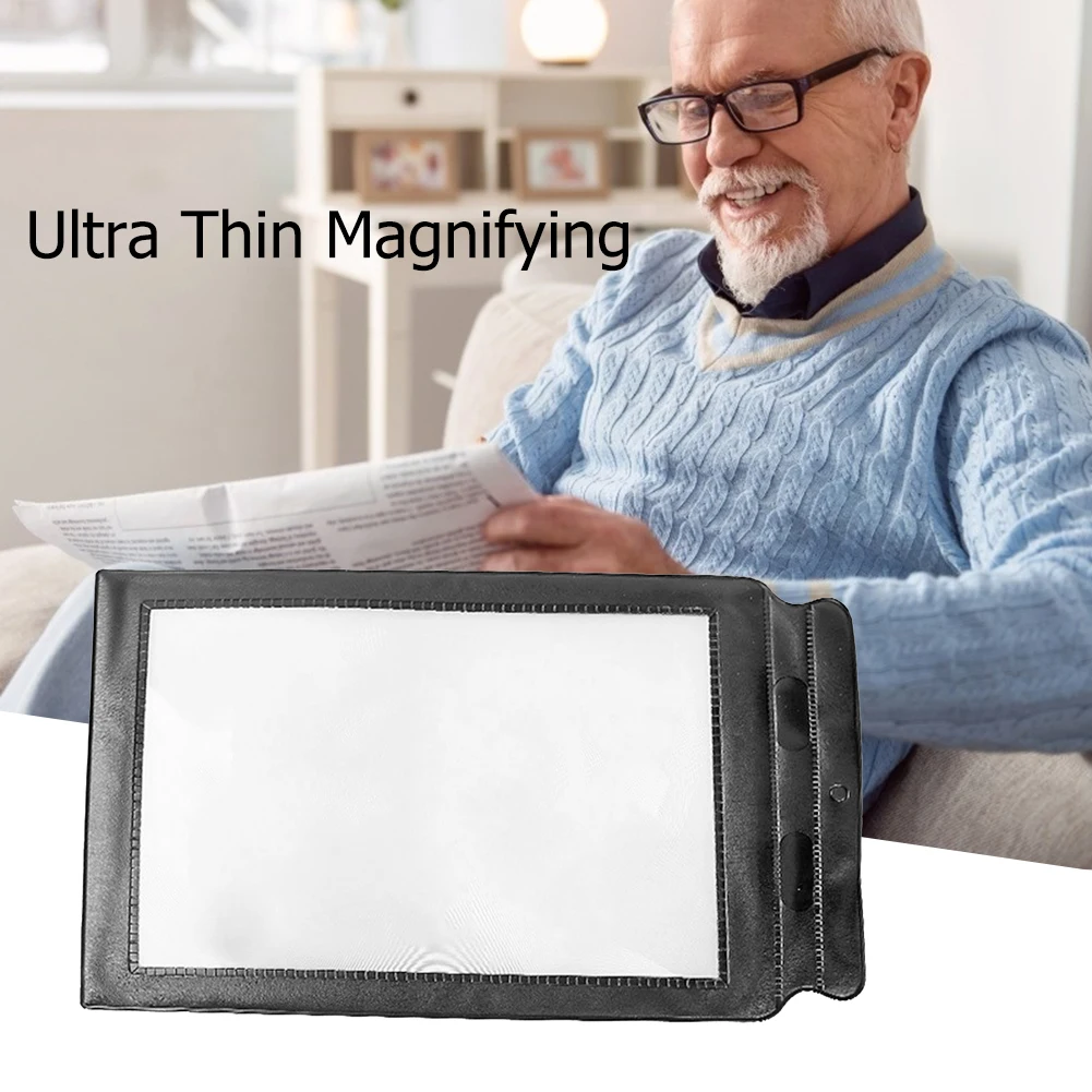 Handheld Bookmark Flat Magnifier Portable 3X Magnifying Lens Sheet A4 Large Full Page Magnify Len for Elderly Reading Newspapers