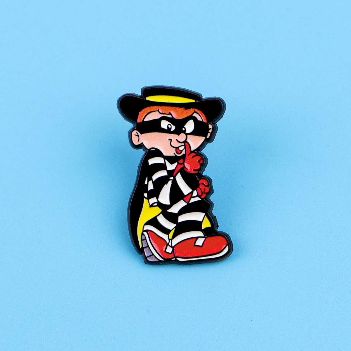 

Cartoon Hamburger Character Enamel Pin Funny Food Thief Brooches Bag Lapel Pins Badges on Backpack Accessories Jewelry Gifts