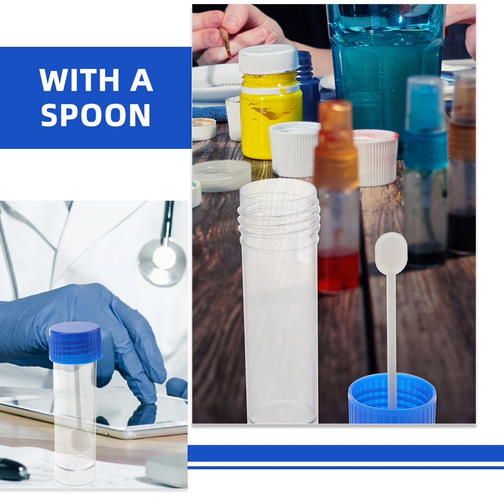

50 Pcs Sample Tubes with Lids Stool Containers Collection Bowl Specimen Jars Cups for Testing Small Liquid