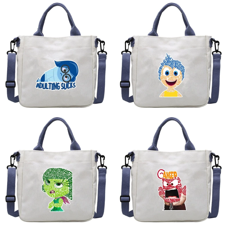 

Inside Out 2 Printed Tote Bag Cartoon Fashion Shoulder Bag Women's Commuter Crossbody Canvas Bag Large Capacity Tote Bag Gift