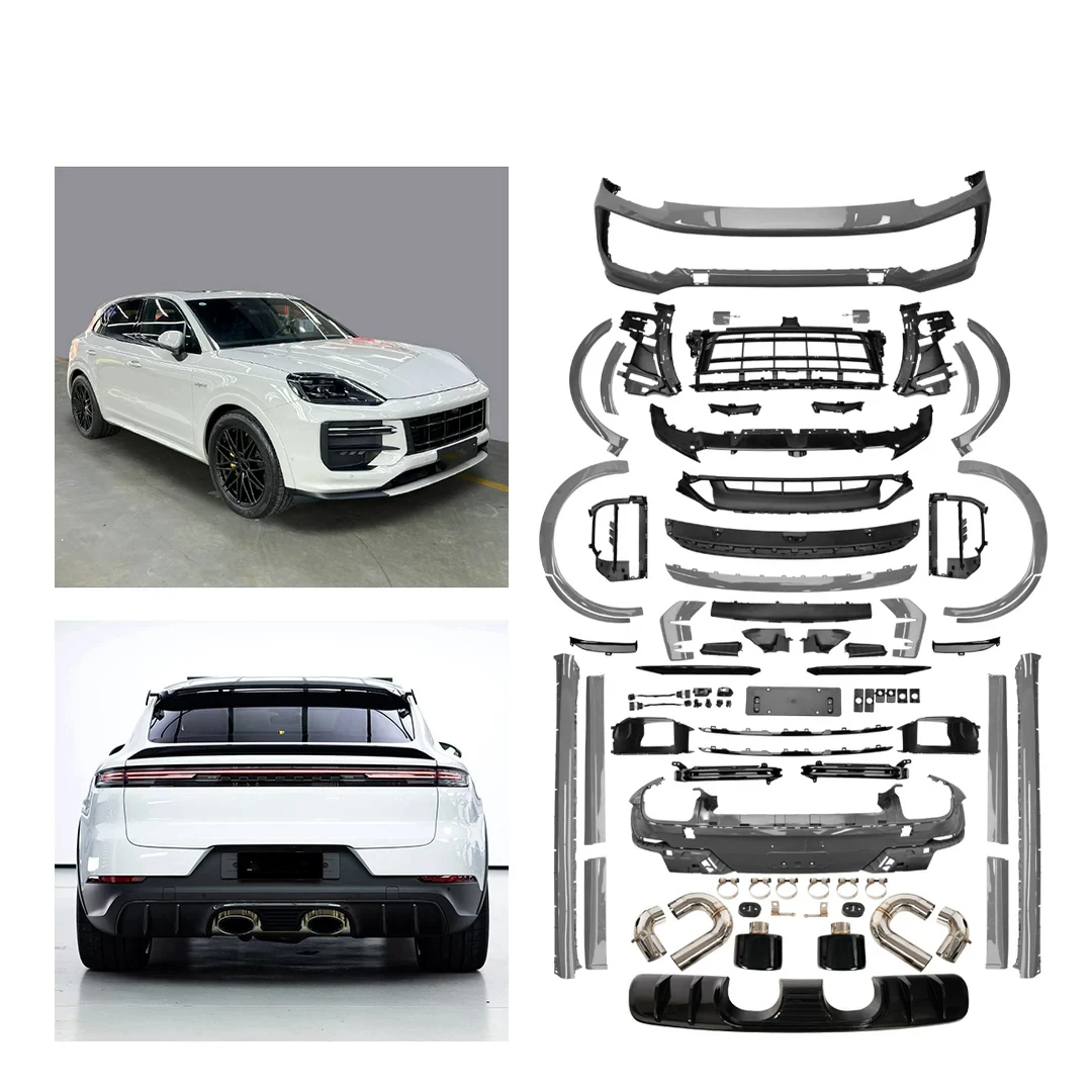 Karosserie-Kit für Porsche Cayenne 9Y0 Coupé 2018-2025 Upgrade auf Turbo GT Frontstoßstange Heckstoßstange Seitenschweller Radlaufverbreiterung Kühlergrill-Umrandung