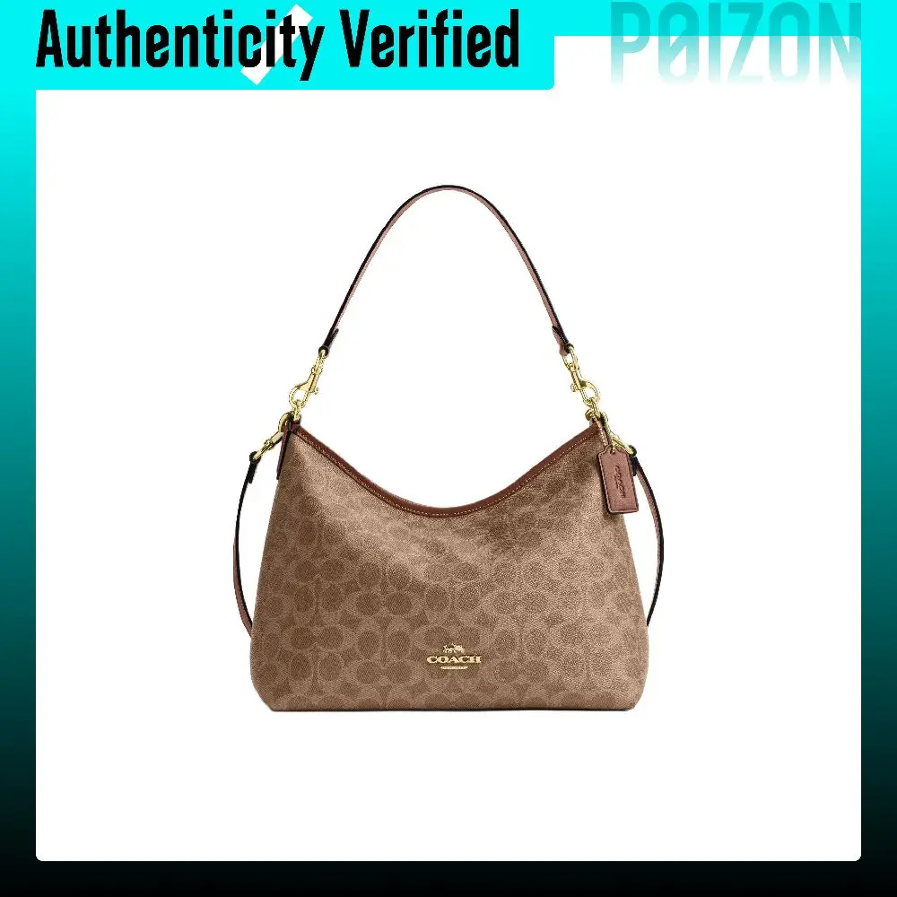 COACH Laurel Artificial Leather Shoulder Bag Large Women's Brown Yellow CEY95-IMXHE