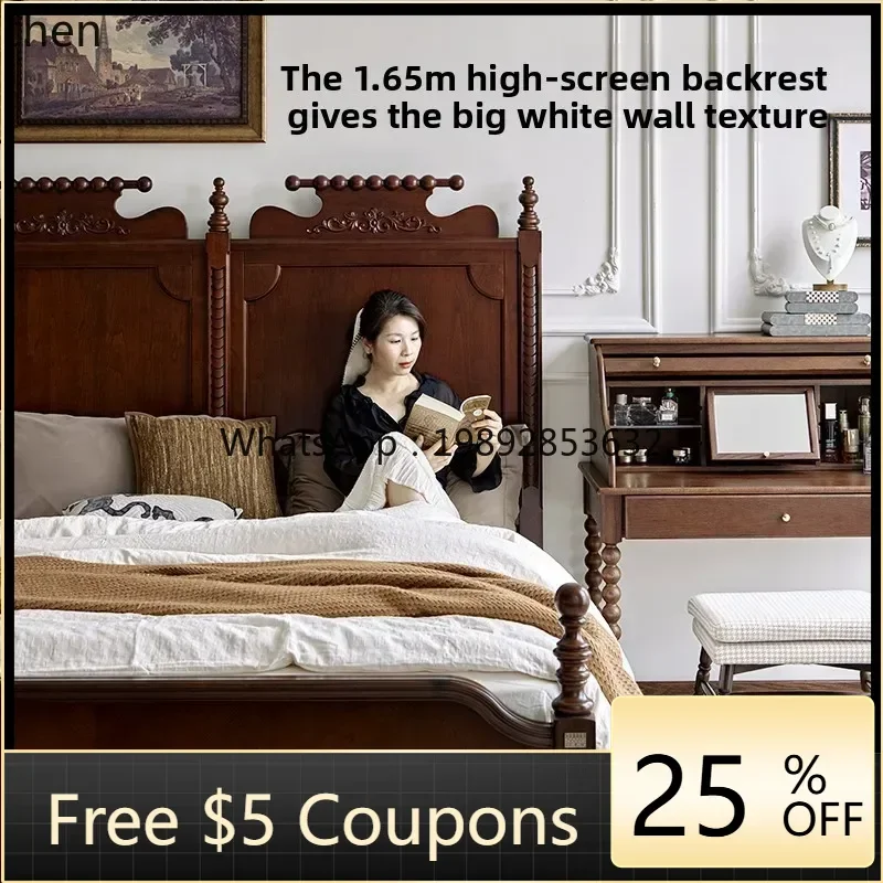 

XTC8solid wood bed 1.8 bedroom double premium double head medieval wedding bed master bedroom bed