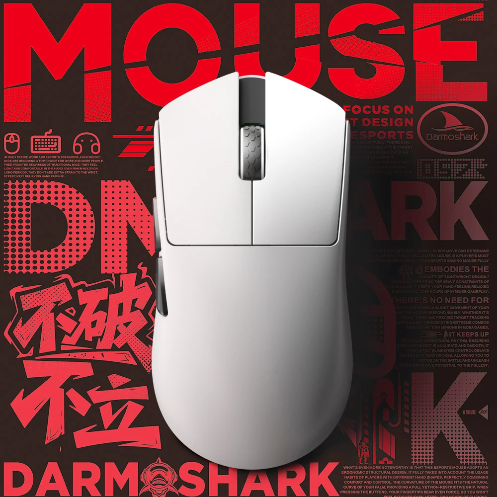 Darmoshark M9 Gaming Mouse Bluetooth Wireless 8k Big Hand Mouse 30K DPI PAW3950 Sensor 750IPS Macro Drive Mice Lightweight 59g