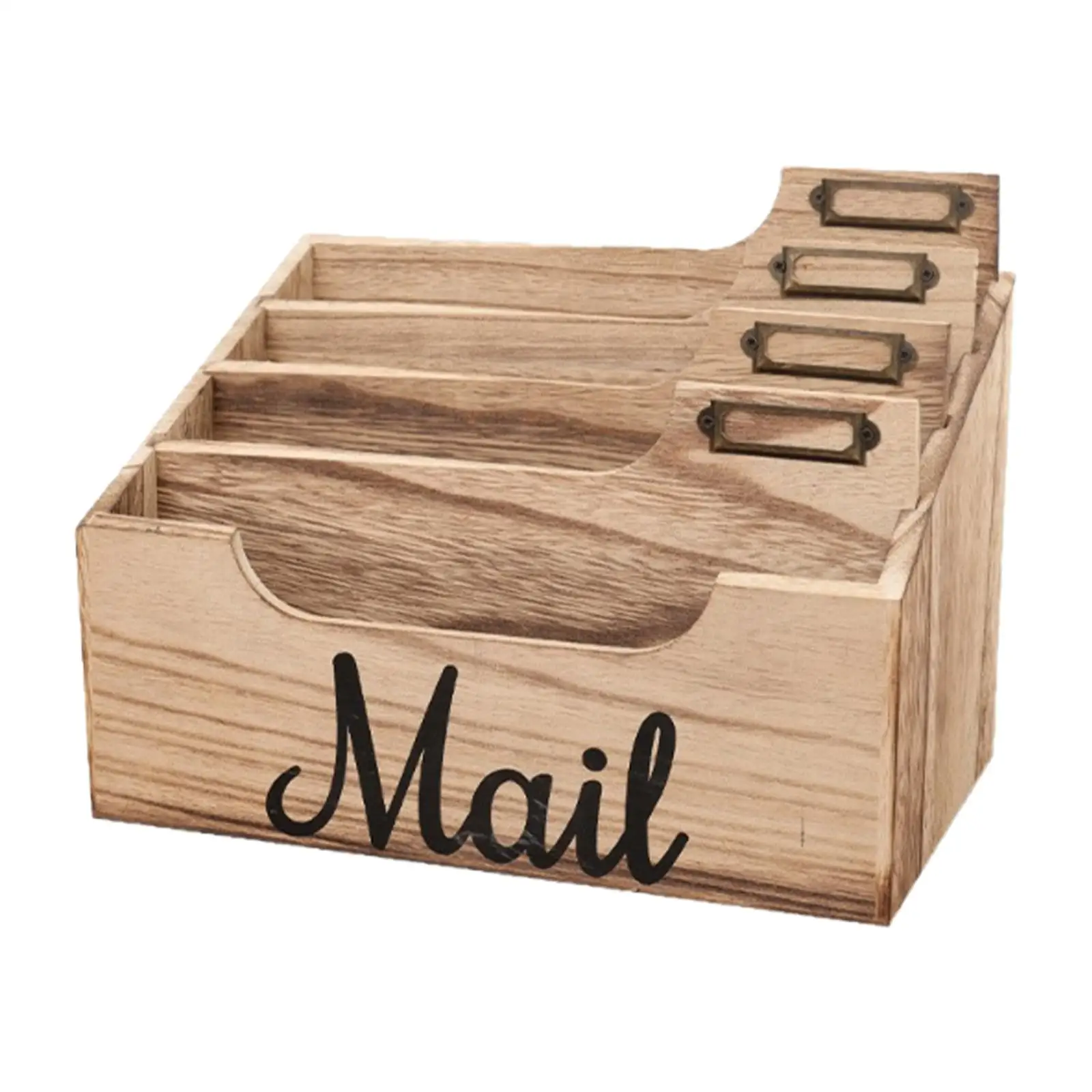 Desktop Letter Organizer Mail Holder Wood Paper Sorter Stationery Storage for Entryway Office