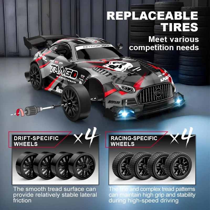 1/24 Remote Control Four-wheel Drive Drift Sports Car With LED Lights Racing High Speed Vehicle Kids Toys Multiplayer Game Gifts