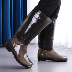 Long Man Shoes High Farming Summer Silicone Black Teenagers Rain Boots for Men Wear-resistant Garden Waterproof and Non-slip Mud