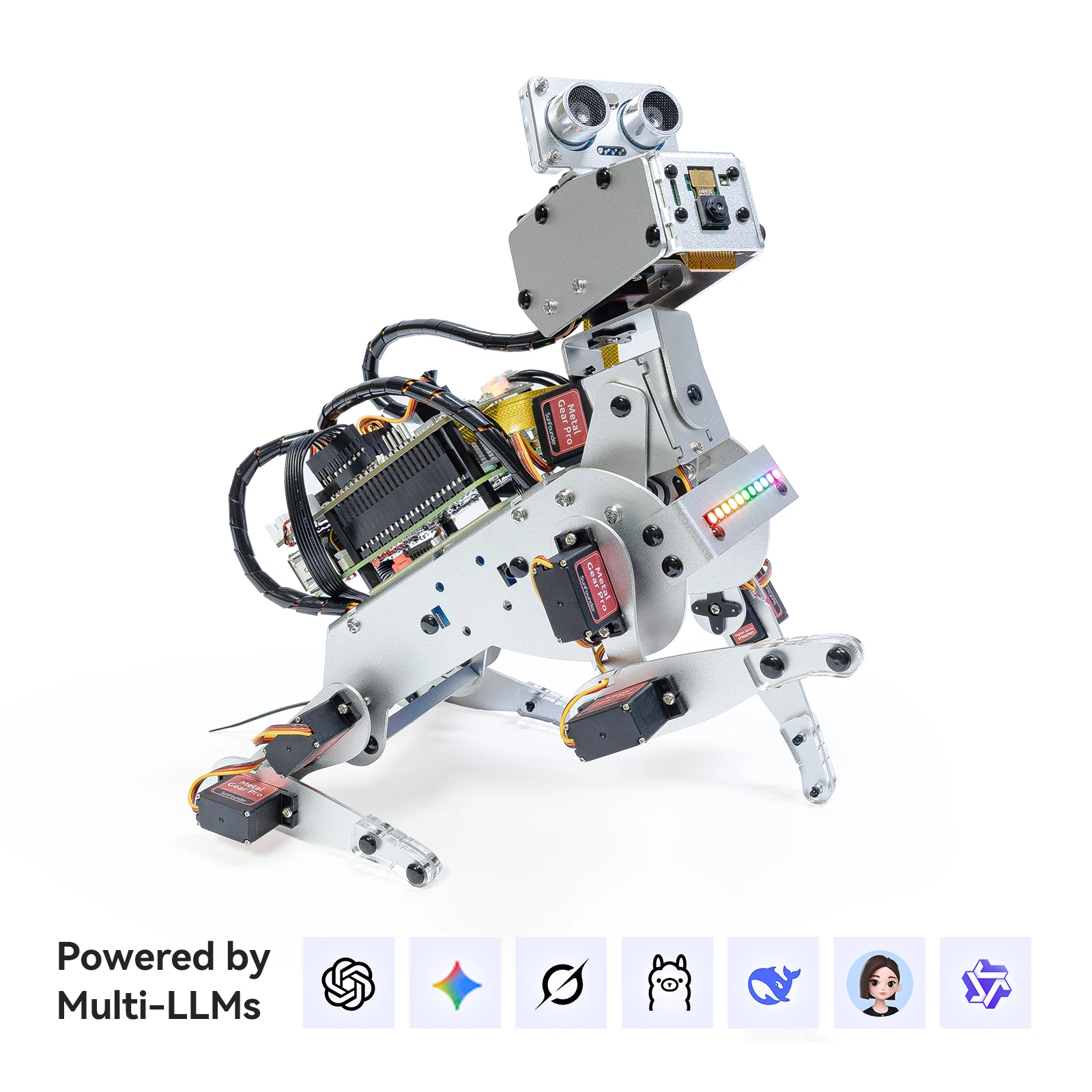 SunFounder PiDog AI Robot Dog Kit for Raspberry Pi 5/4/3B+/Zero 2W, Openclaw LLMs ChatGPT/Gemini/Grok, Voice&Video Recognition