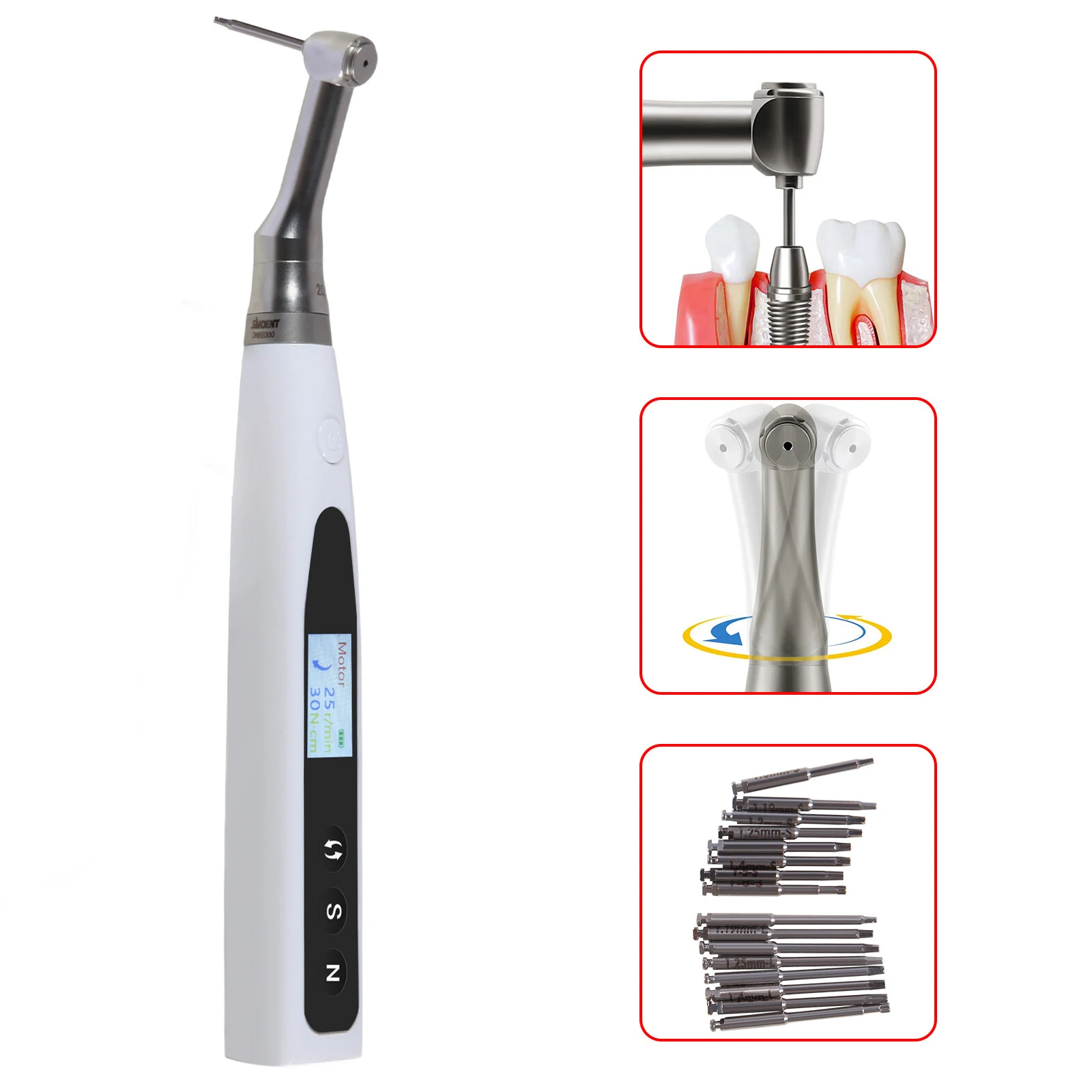 Dental Implant Motor Electric Wireless Torque with 16pcs Screwdrivers 20:1 Contra Angle Dental Equipment Endo Motor