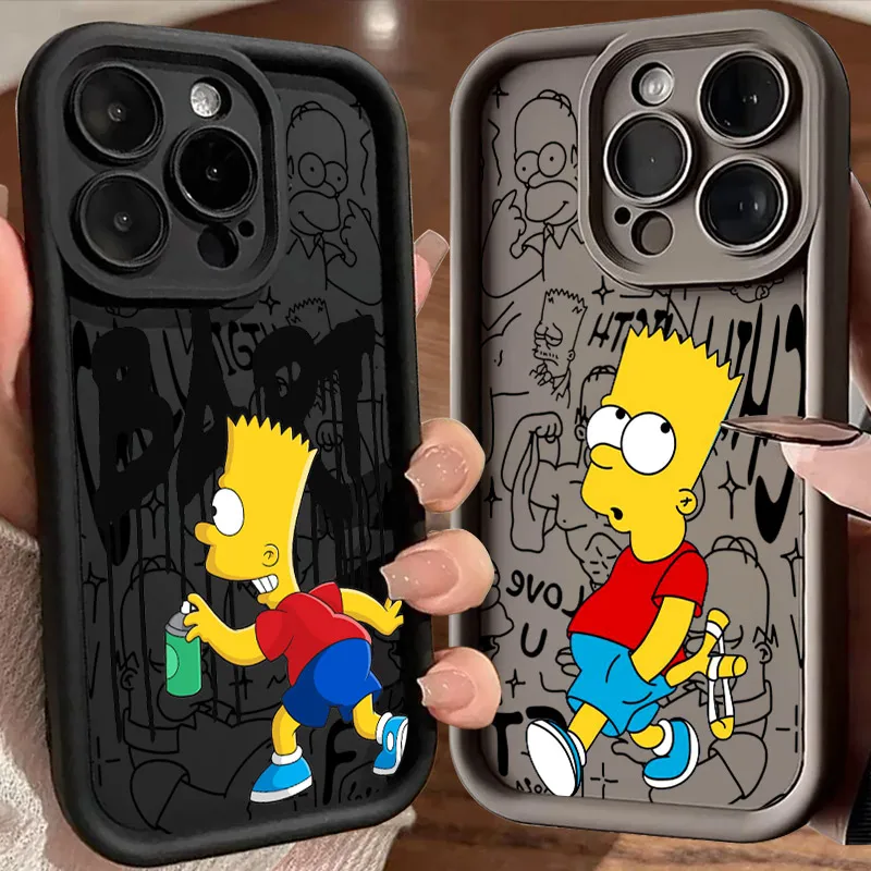 

Disney Bart S-S-impsons Cartoon Soft Silicone Case For iPhone 17 11 15 16 13 Pro Max 14 Plus 12 16E 17AIR Shockproof Phone Cover