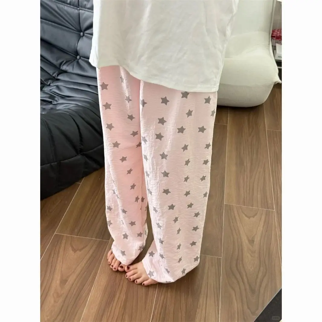 Strawberry Print Casual Sleep Pants New Spring and Summer Loose Casual Pants Wide-Leg Home Pants 2026 Long Thin Outside Pant