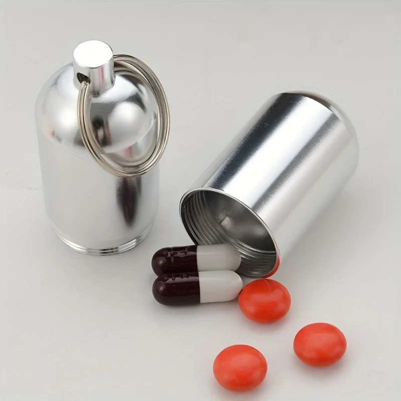 Aluminum Pill Box Case Bottle Cache Drug Holder for Traveling Camping Container Keychain Medicine Box Health Care