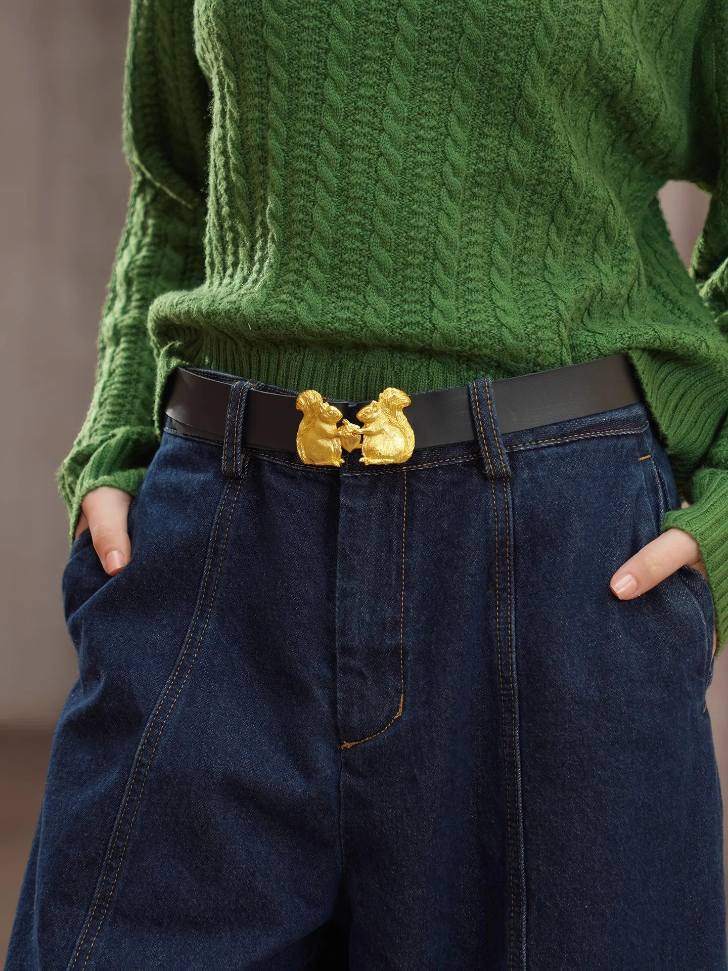 accessoires-de-ceinture-en-cuir-sculpte-en-metal-d'ecureuil-pour-femme