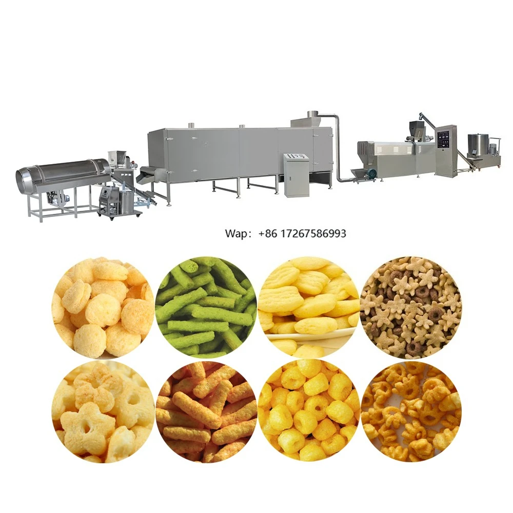 Puffed Corn Snacks Making Machine High Accuracy Corn Ball Corn Circle Puffing Food Snacks Twin Screw Extruder Production Line