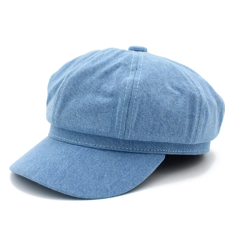 

Jeans Octagonal Hats for Women Newsboy Cap Men Ladies Casual Cotton Hat Spring Summer Beret Women Painter Caps