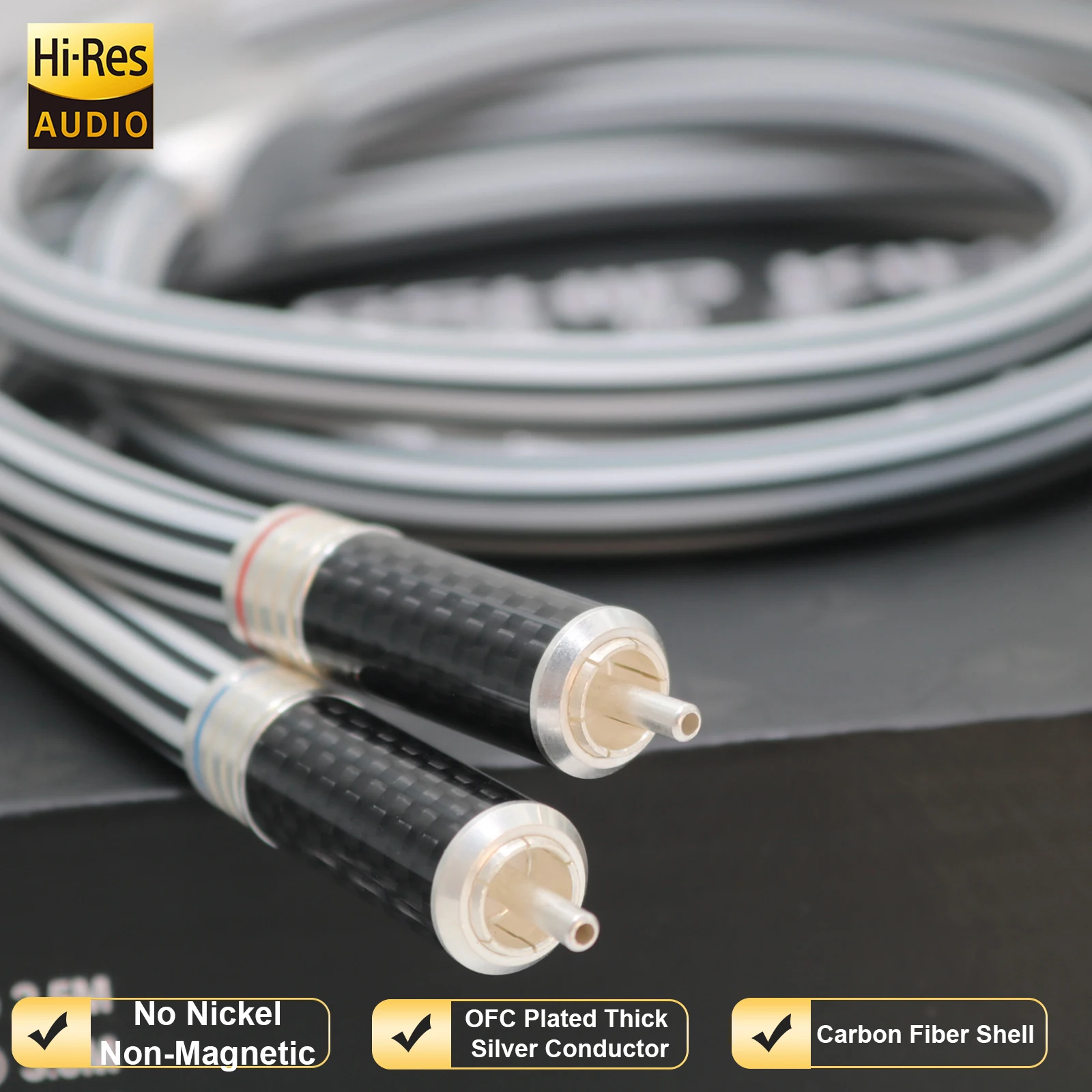 RCA zu RCA Audiokabel 99,99% 2-adriges Flachkabel Reines Silber Signalkabel 11mm Abgeschirmtes Kabel Verstärker CD DIY Verbindungskabel – Detail 5