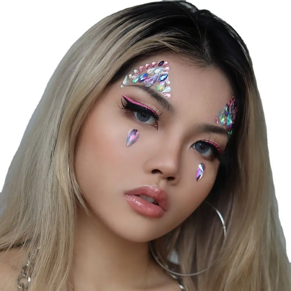 Makeup Decoration Diamond Eyebrow Sticker Face Body Colored Rhinestone Temporary Tattoo Nail Art Charms Face Tattoo Stickers