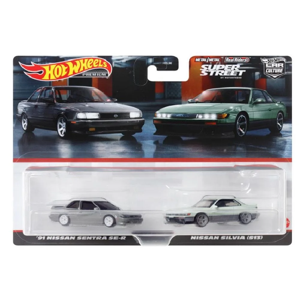 Hot Wheels Cars 91 Nissan Sentra SE-R & Nissan Silvia (S13) Subaru 1/64 Metal Die-cast Model Collection Toy Vehicles HBL96