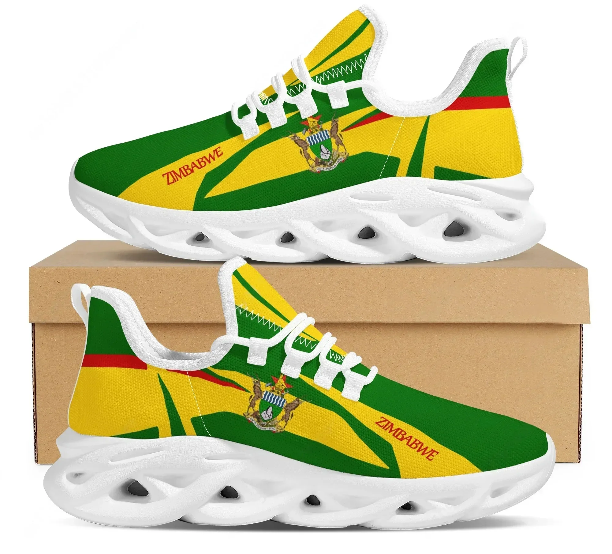 Zimbabwe Flag Design Ladies Platform Sneakers Lightweight Mesh Swing Shoes for Women Comfortable Running Footwear