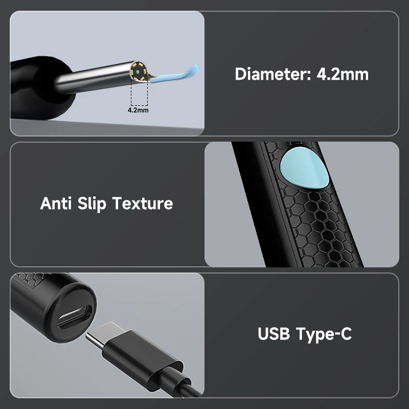 4.2mm WiFi Endoscope HD 1080P Ear Picker Camera for iOS/Android Phones Waterproof Wireless Otoscope Dig Ear Wax Skin Check