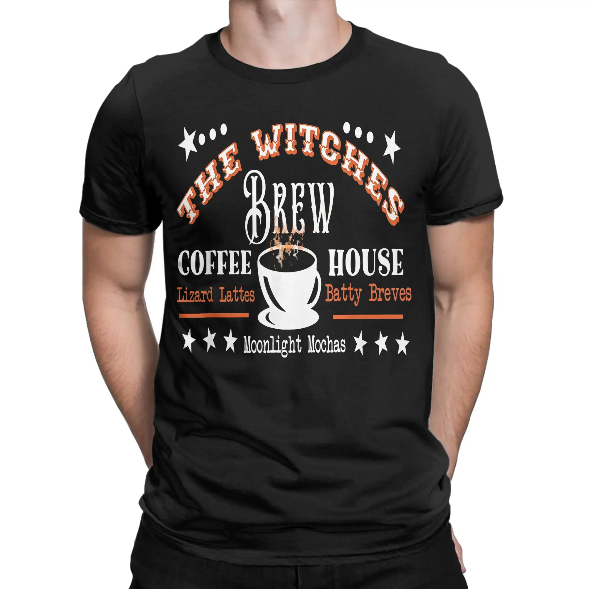Halloween Witches Brew Coffee House For Coffee Lovers T Shirts for Men Cotton T-Shirts Crewneck  Tees Short Sleeve Clothing New