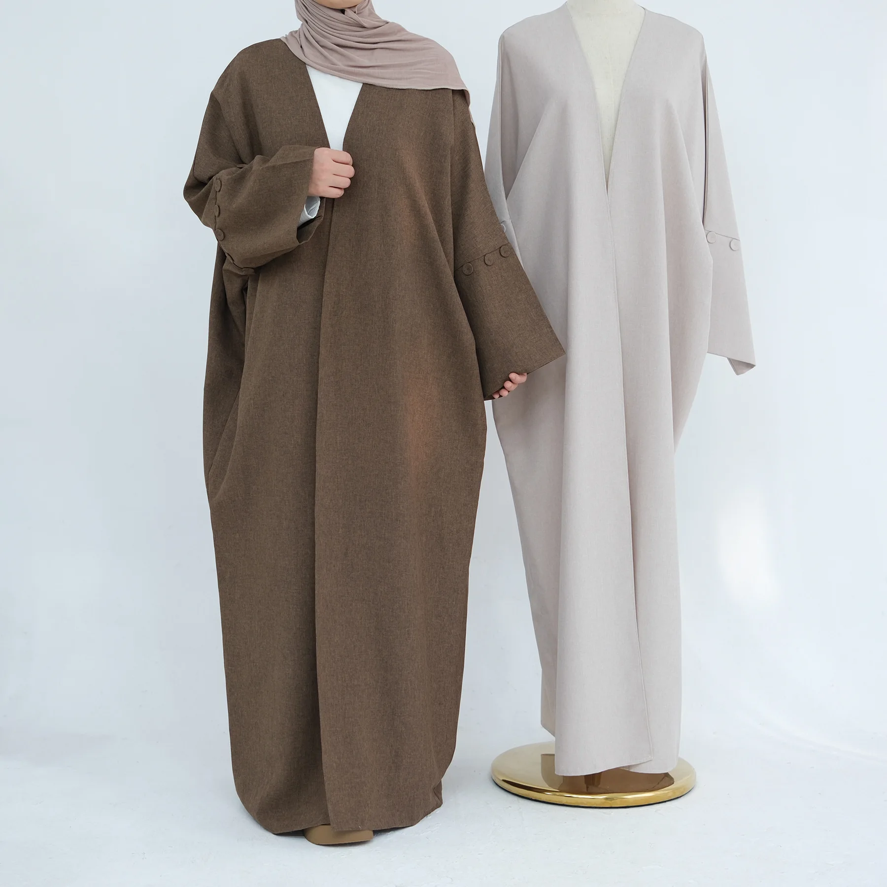 2025 ใหม่เปิด Abaya สําหรับผู้หญิงมุสลิม Eid Ramadan Abayas ตุรกีคําสีทึบกิโมโนอิสลามเจียมเนื้อเจียมตัวเสื้อผ้าหญิงดูไบเสื้อ