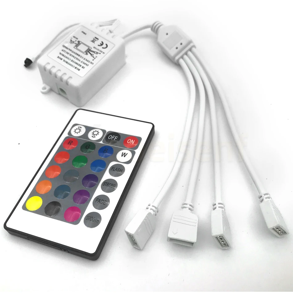 Imagem -02 - Controle Remoto sem Fio para Led Color Strip Light ir Rgb Controller Pwm Signal Dimmer 24 Key Dc12v 12a em Saída 5050 2835 Novo Barato