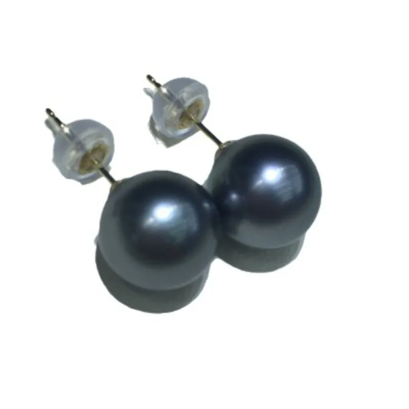 أقراط اللؤلؤ الأسود الطبيعي 925 إكسسوارات فضية 10-11 ملم