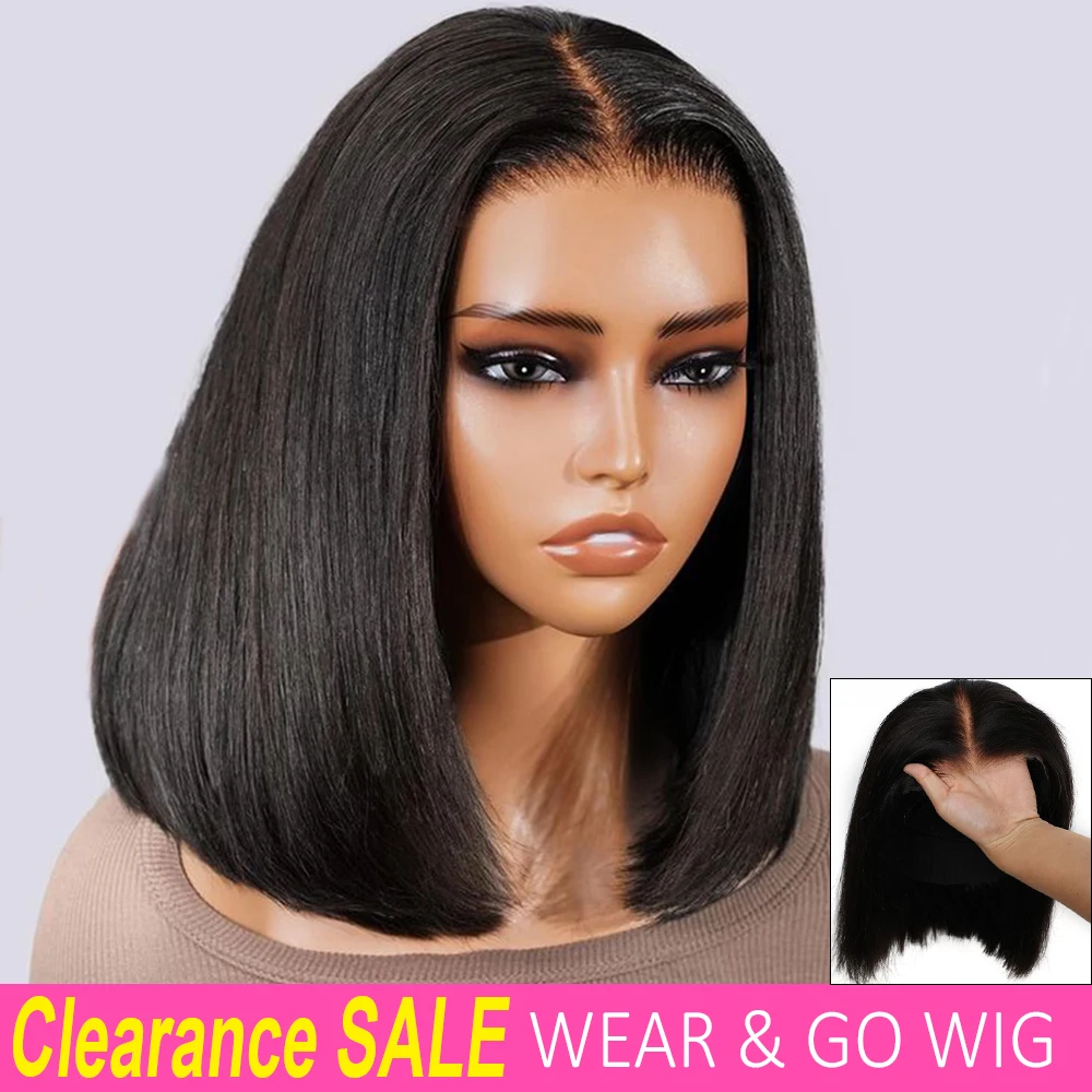 

13x4 Straight Lace Front Wigs Wear And Go Bob Glueless Lace Wig Black Human Hair 4x4 13X4 Pre-Cut Lace Glueless Wigs For Woman