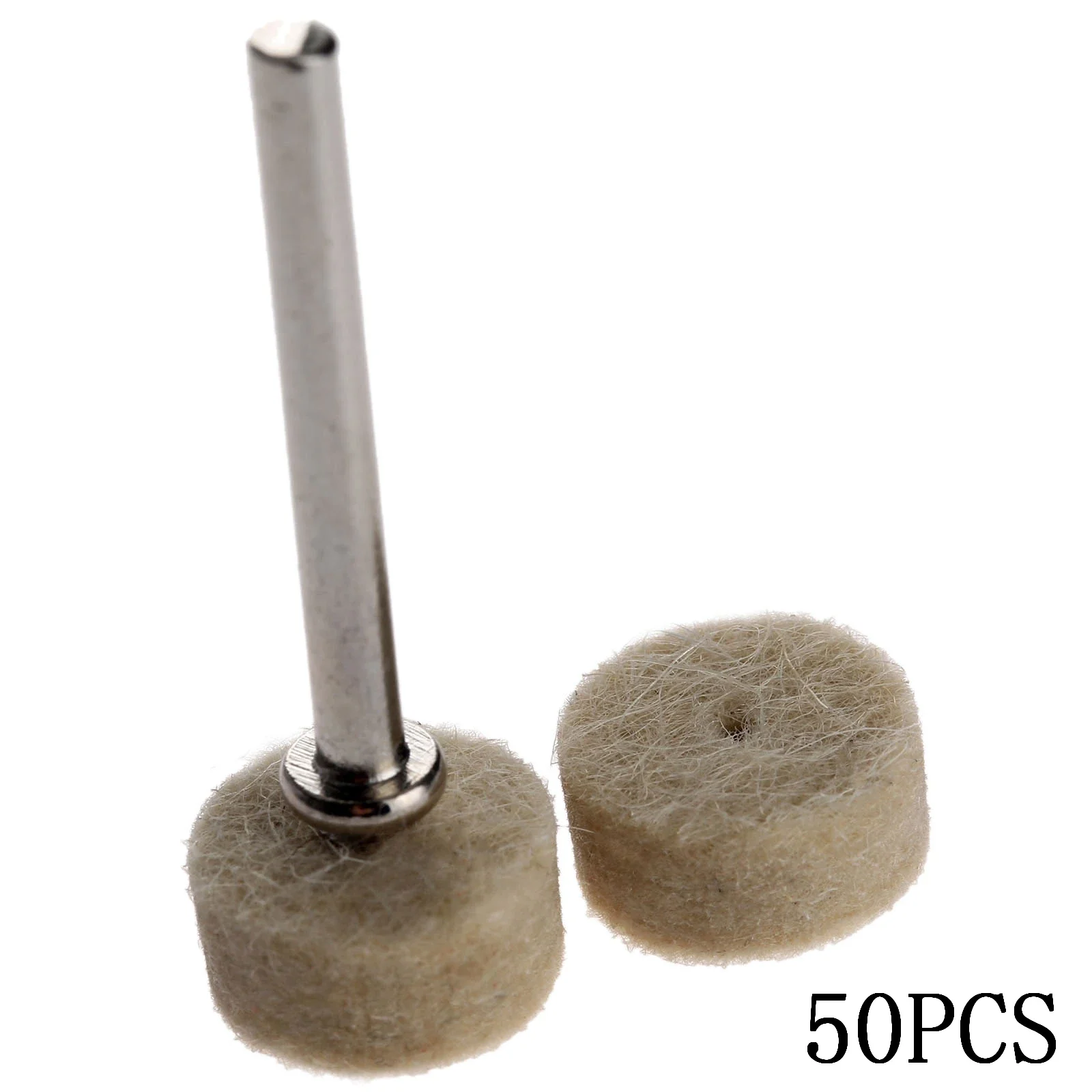 50 pçs 13mm feltro de lã polimento roda polimento almofada abrasiva + 2 pçs 3.2mm haste para ferramentas rotativas dremel