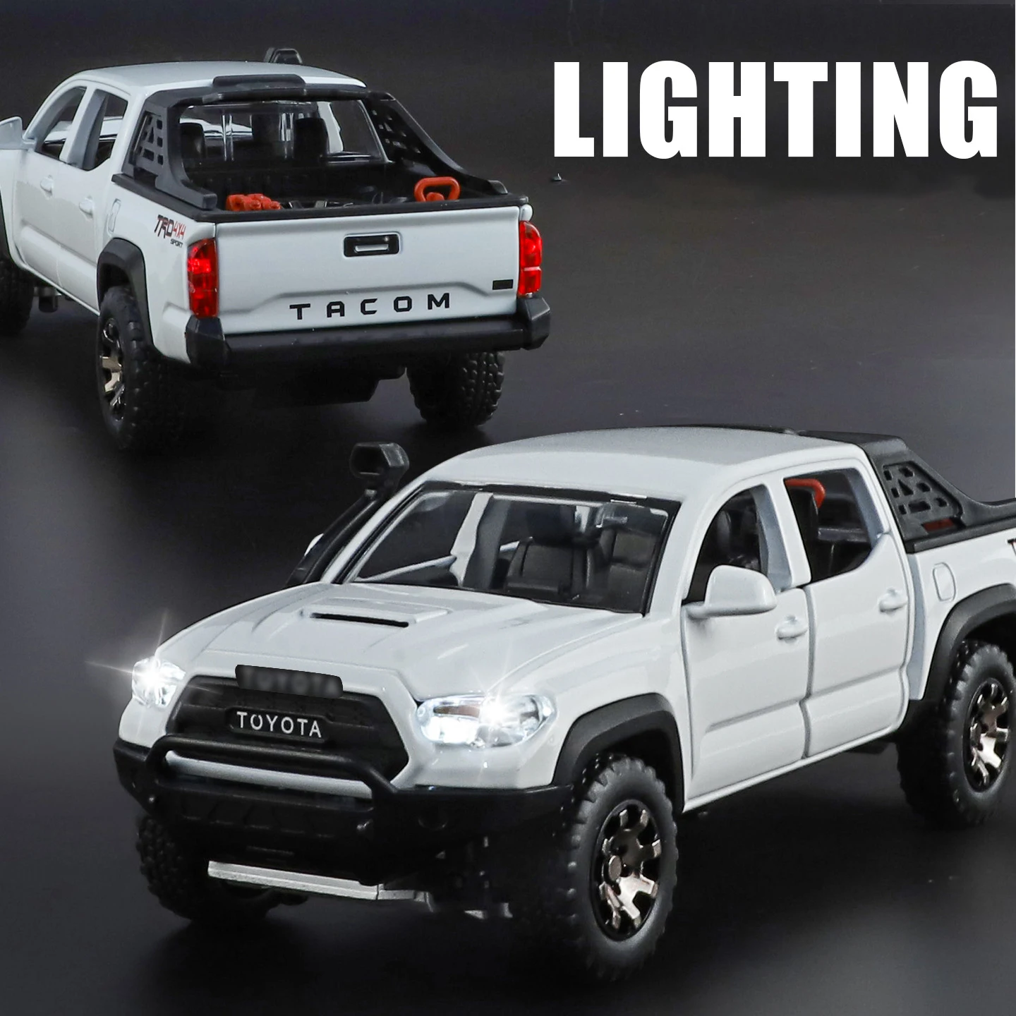 Modèle de voiture en alliage Toyota Tacoma Picku 1:32, son et lumière, jouet à collectionner pour enfants, cadeau d'anniversaire